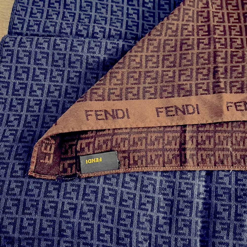 (2) Fendi Classic Monogram Scarf (brown & blue)